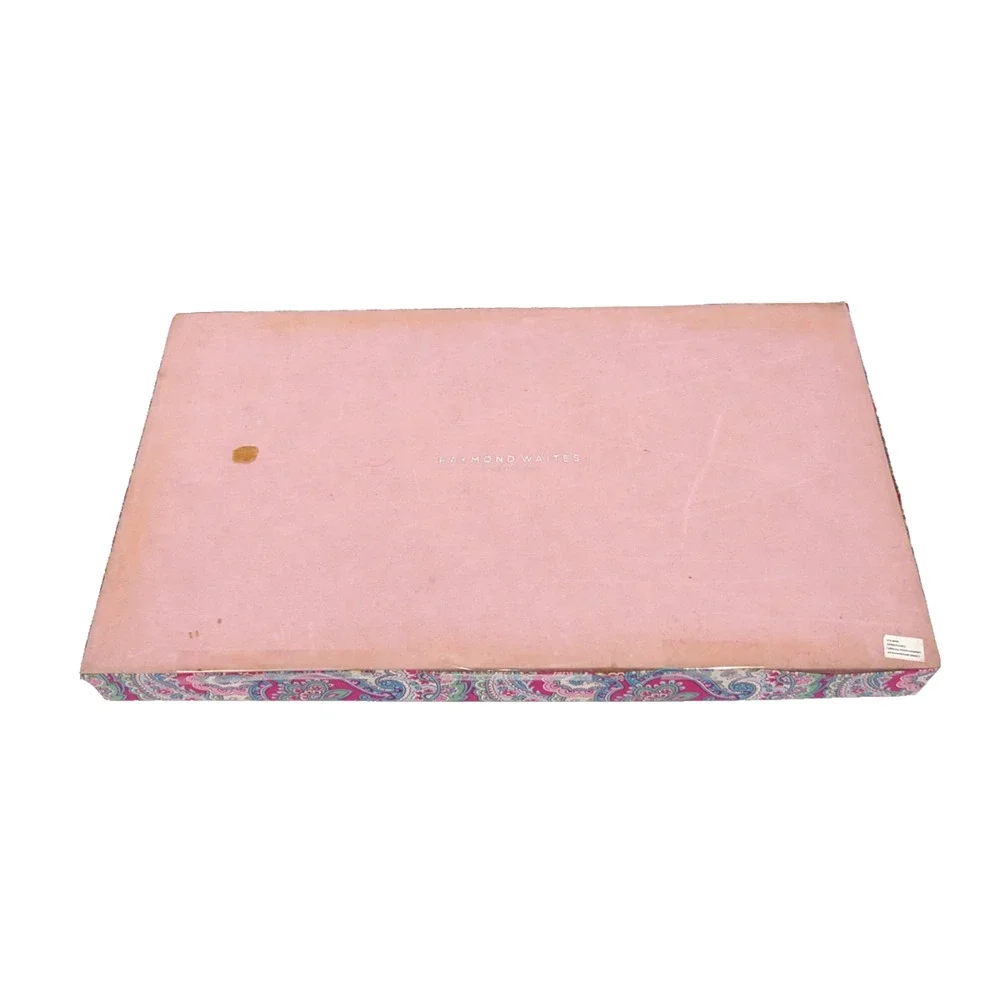 Raymond Waites Floral Fabric Covered Jewelry Box Organizer Tray 16x9x2 Paisley